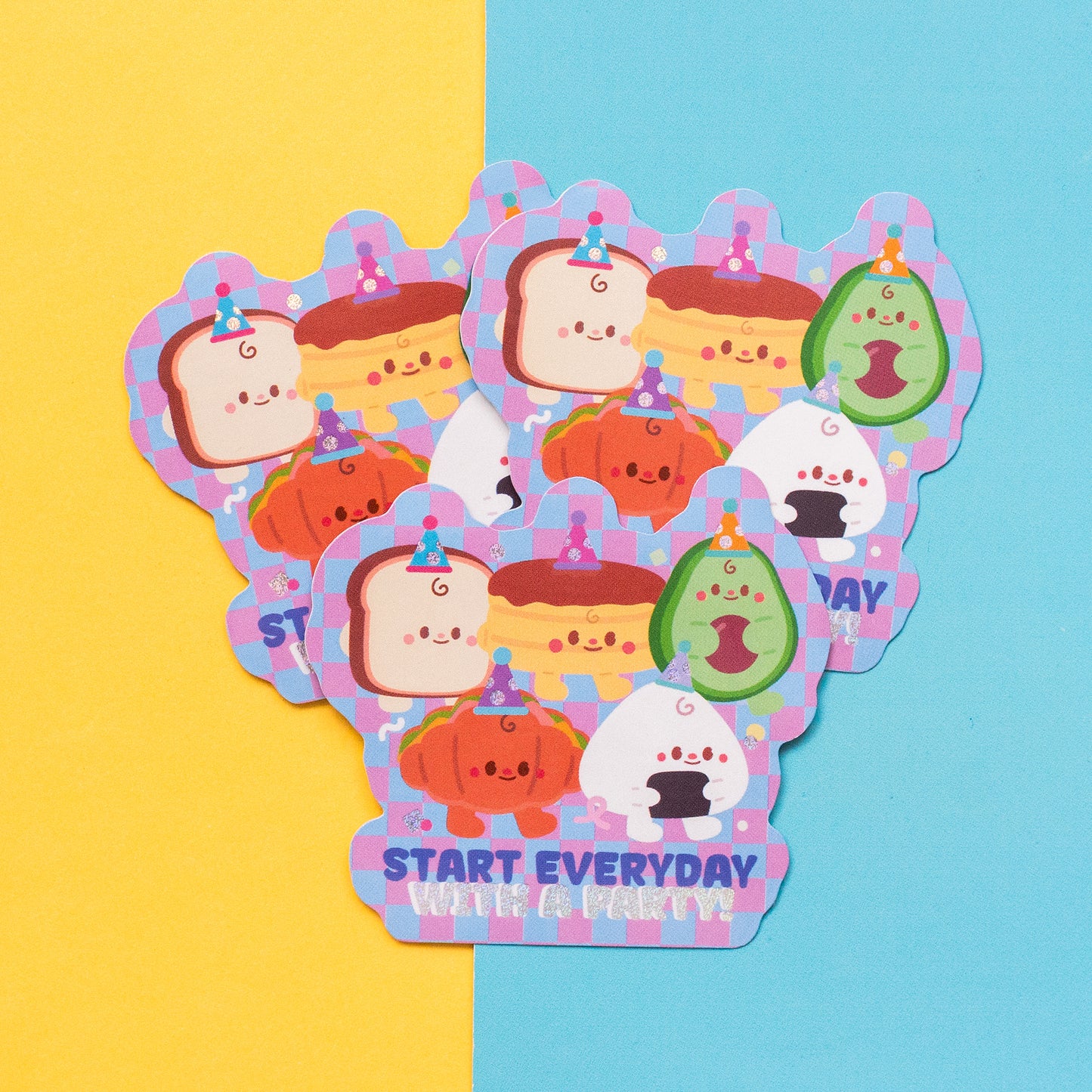 Start Everyday With A Party Holographic Finish Die-Cut Sticker