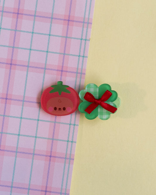 *new* Tomato Darekuma + Clover Hair Clips