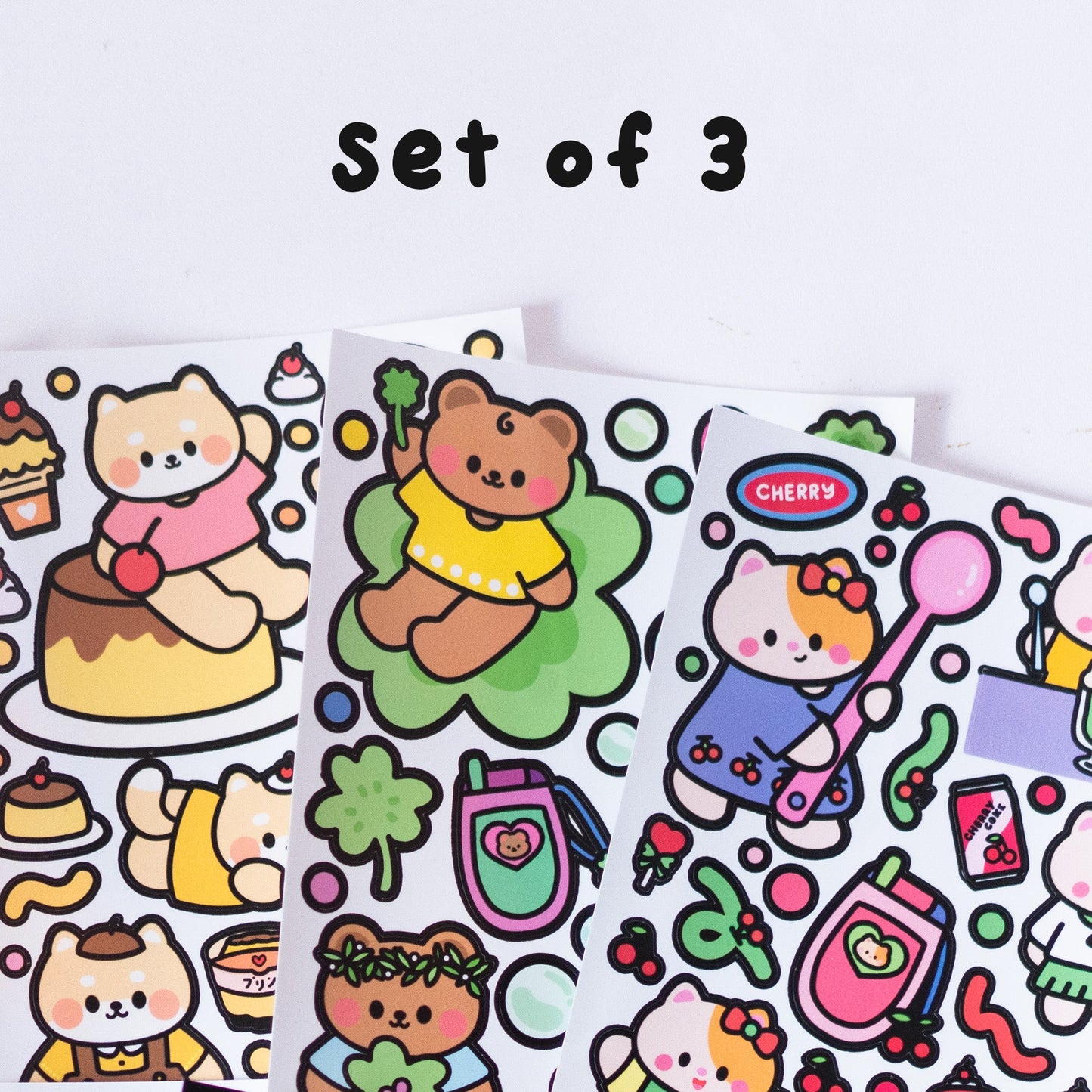 Outlined Space Nyan and Cherry Matte Journal Sticker Sheet