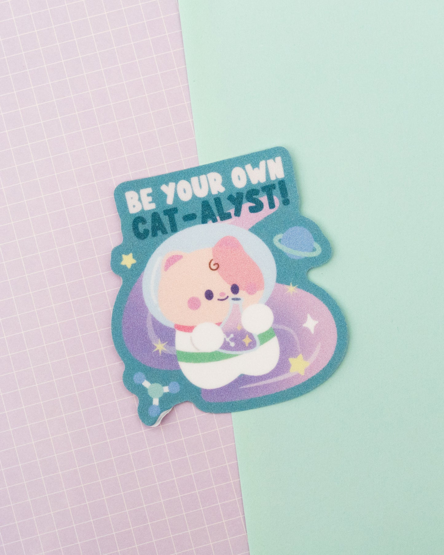 *new* Be Your Own Cat-alyst Space Nyan Frosted Finish Die-Cut Sticker