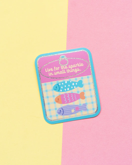 *new* Live For The Sparkle in Small Things Fish Tin Holographic Finish Die-Cut Sticker