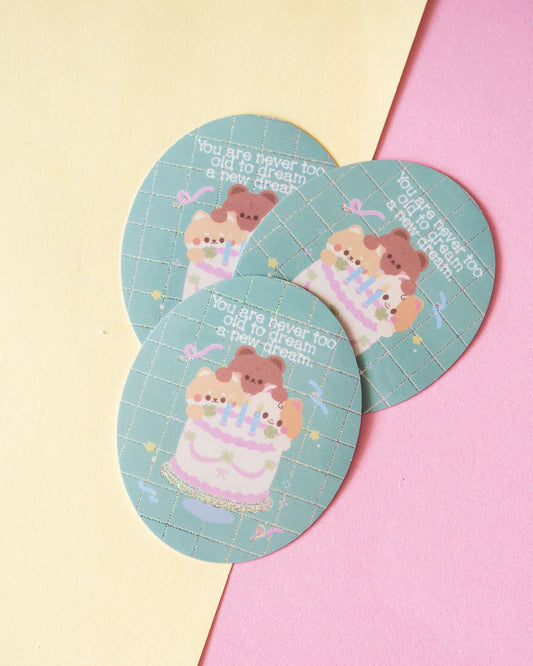 *new* Never Too Old Cake Finish Die-Cut Sticker