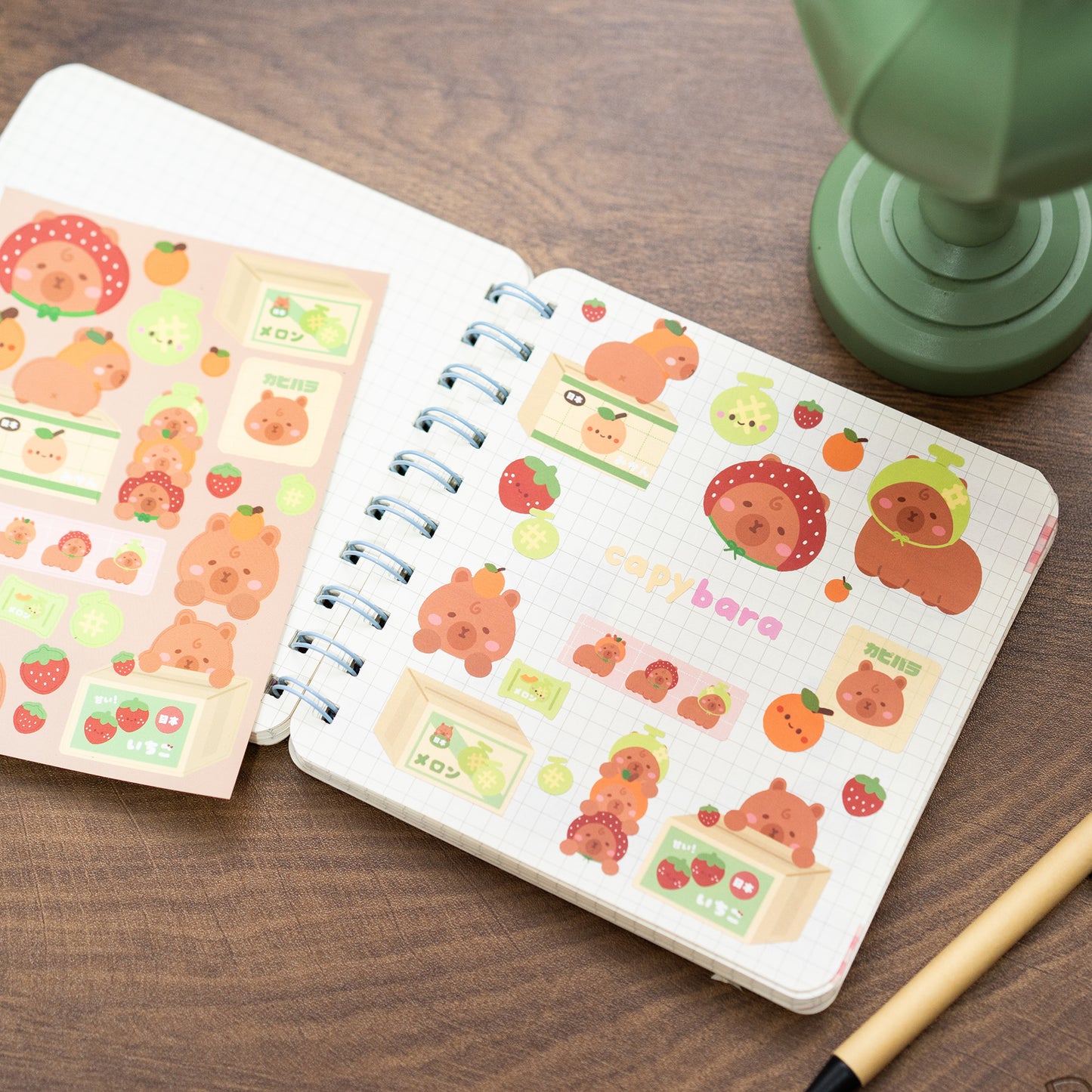 Capybara and Fruit Cartons Journal Sticker Sheet