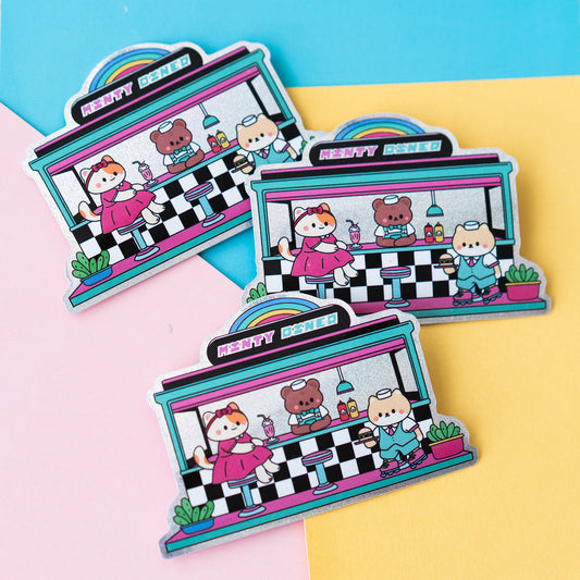 Minty Diner Holographic Finish Die-Cut Sticker