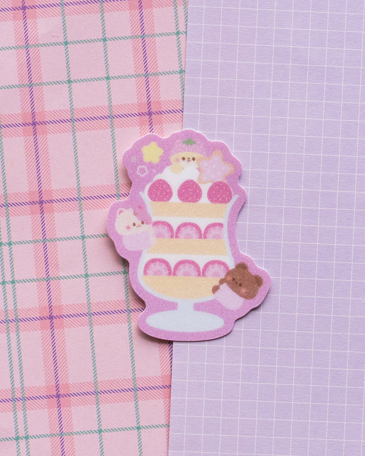 *new* Strawberry Parfait Frosted Finish Die-Cut Sticker
