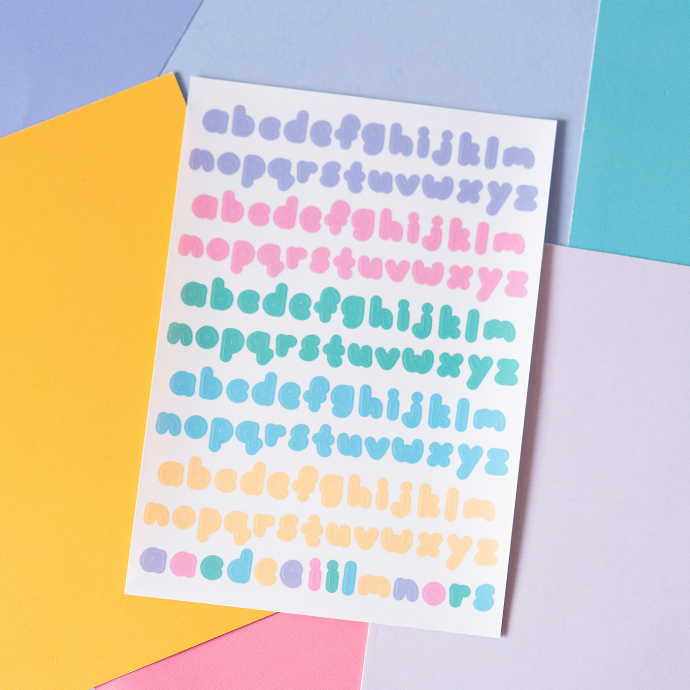 Cute Pastel Handwritten Alphabets Journal Sticker Sheet