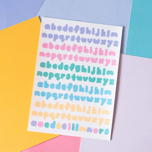 Cute Pastel Handwritten Alphabets Journal Sticker Sheet