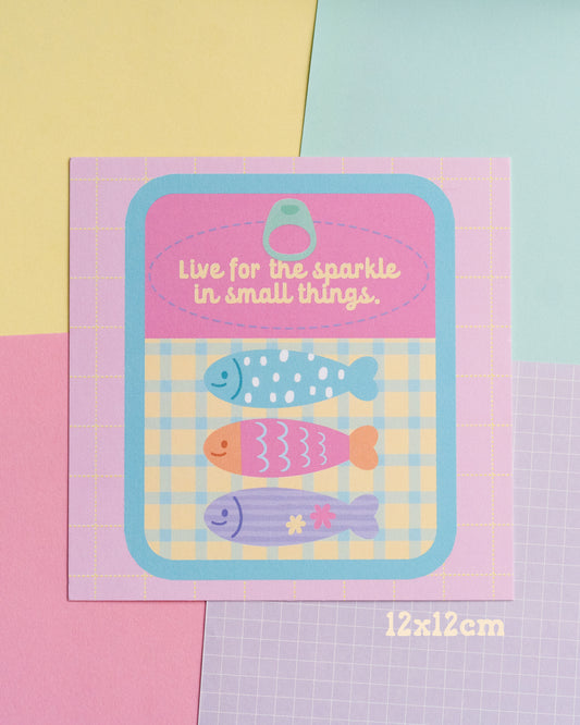 *new* Live For The Sparkles In Small Thing Fish Tin  - Square Print