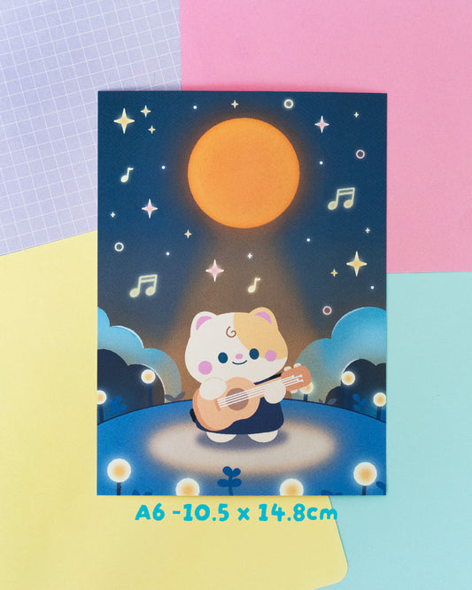 *new* Orange Moon ft. Space Nyan  - A6 Print
