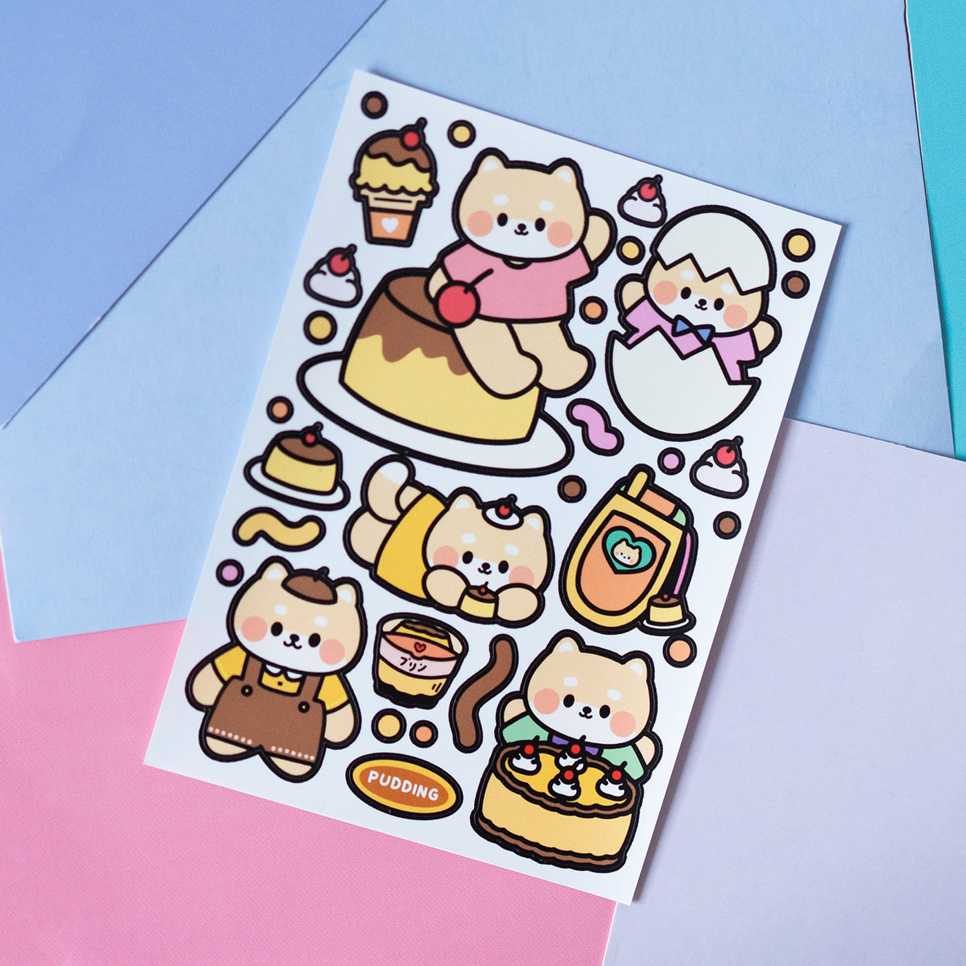 Outlined Tadashiba and Pudding Matte Journal Sticker Sheet