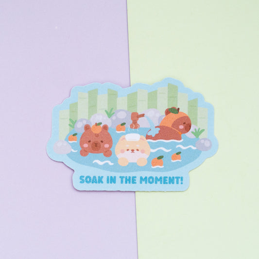 Capybara Soak In The Moment Frosted Finish Die-Cut Sticker
