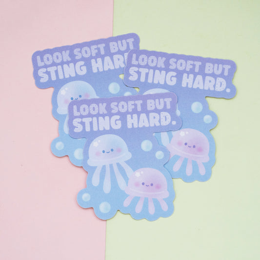 Jellyfish Look Soft Sting Hard Frosted Finish Die-Cut Sticker