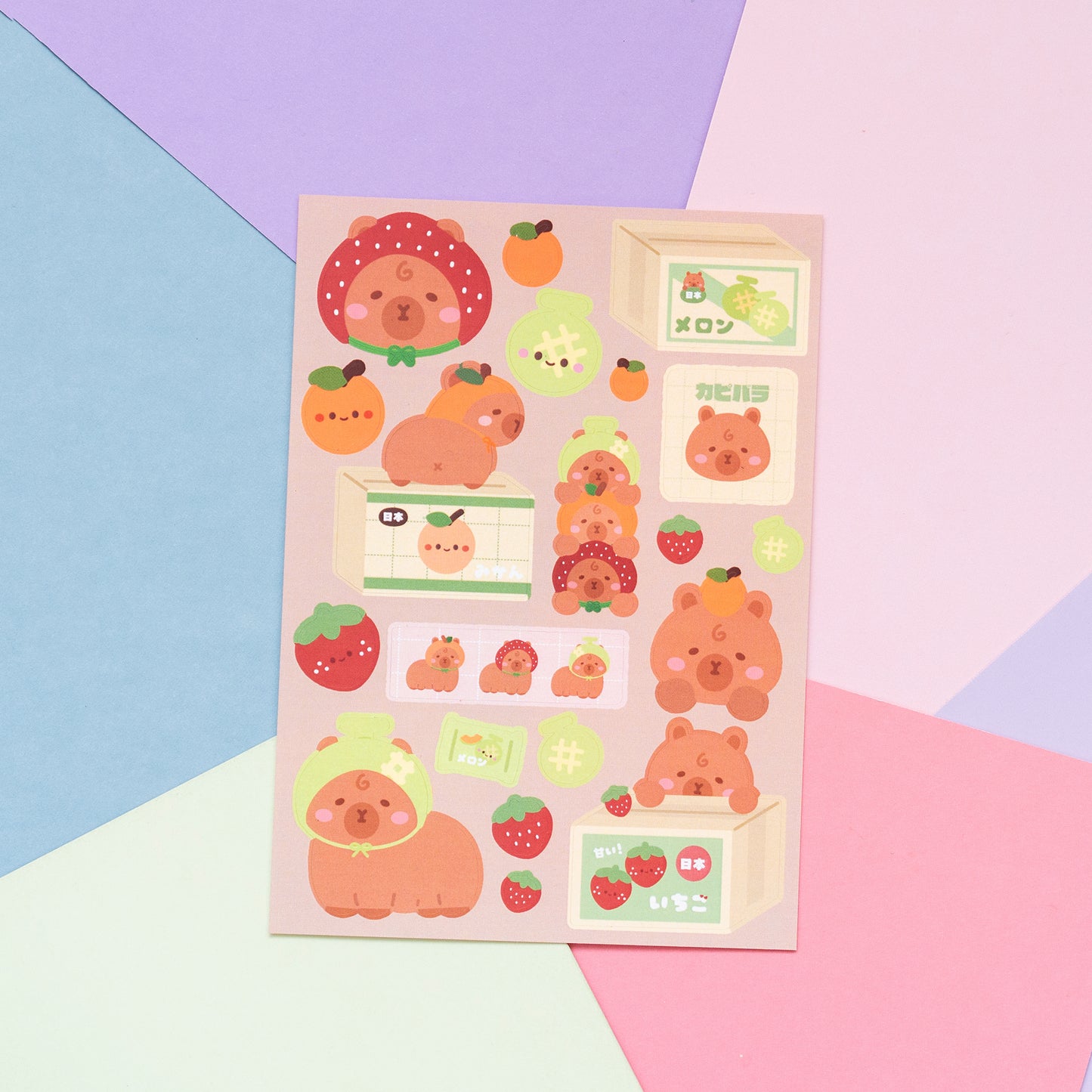 Capybara and Fruit Cartons Journal Sticker Sheet