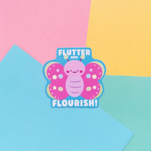 *new* Flutter and Flourish Frosted Finish Die-Cut Sticker