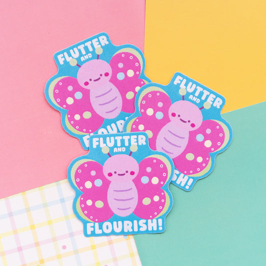*new* Flutter and Flourish Frosted Finish Die-Cut Sticker