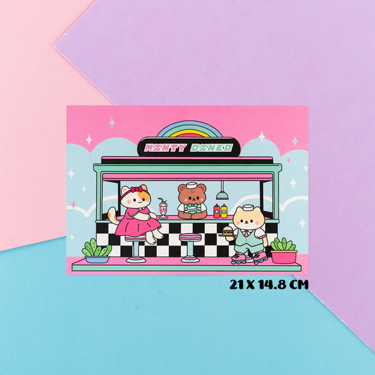 Minty Retro Diner - A5/A6 Print