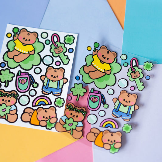 Outlined Darekuma and Clover Matte Journal Sticker Sheet