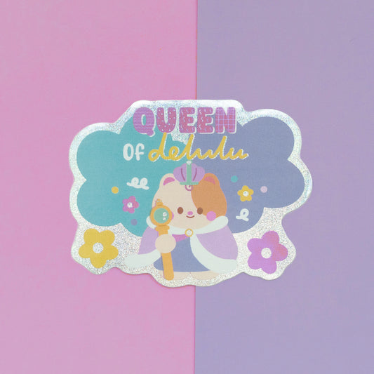 Queen of Delulu Holographic Finish Die-Cut Sticker