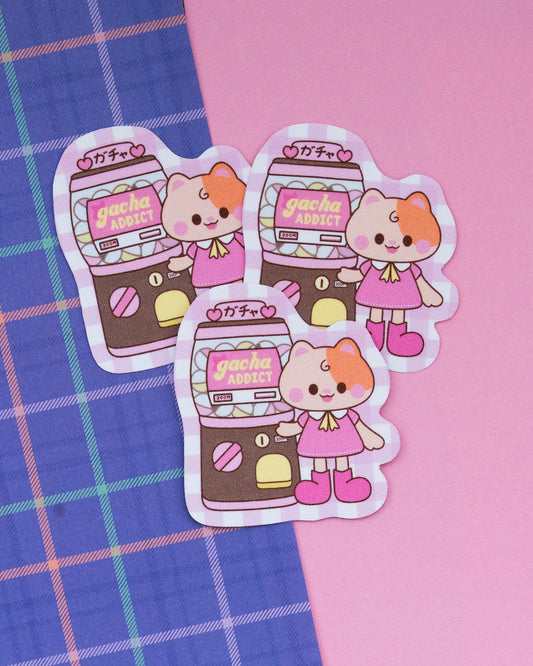 *new* Space Nyan Gacha Addict Frosted Finish Die-Cut Sticker