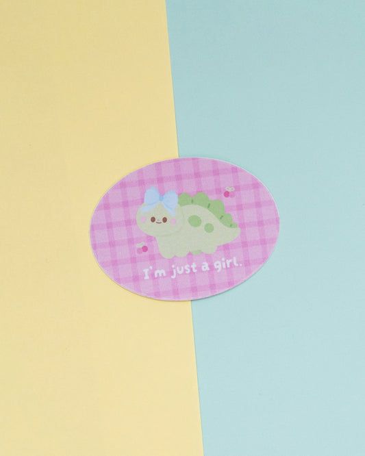 I'm Just A Girl Dino Frosted Finish Die-Cut Sticker