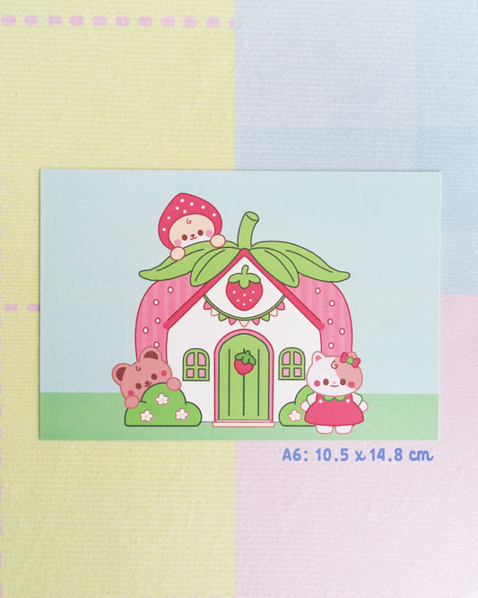 Strawberry House  - A6 Print