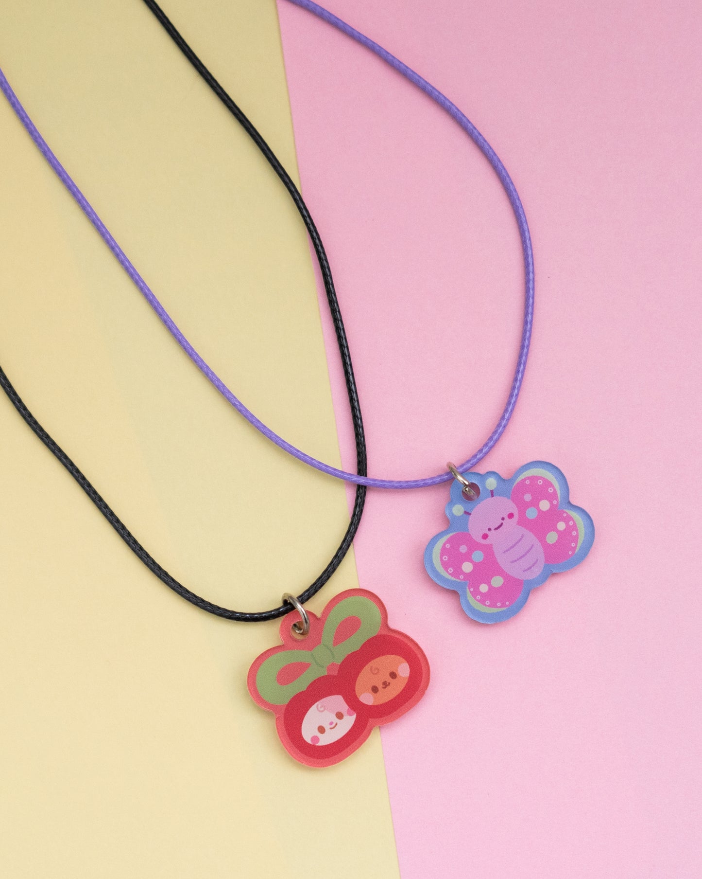 Butterfly and Cherry Necklaces