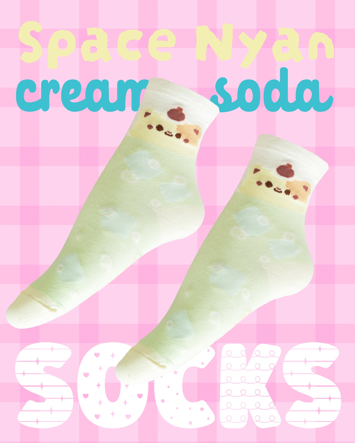 *new* Space Nyan Cream Soda Crew Socks