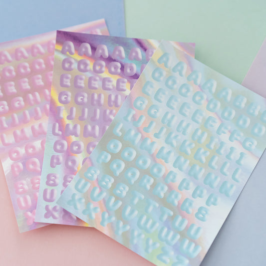 Y2K Puffy Alphabet Matte Journal Sticker Sheet