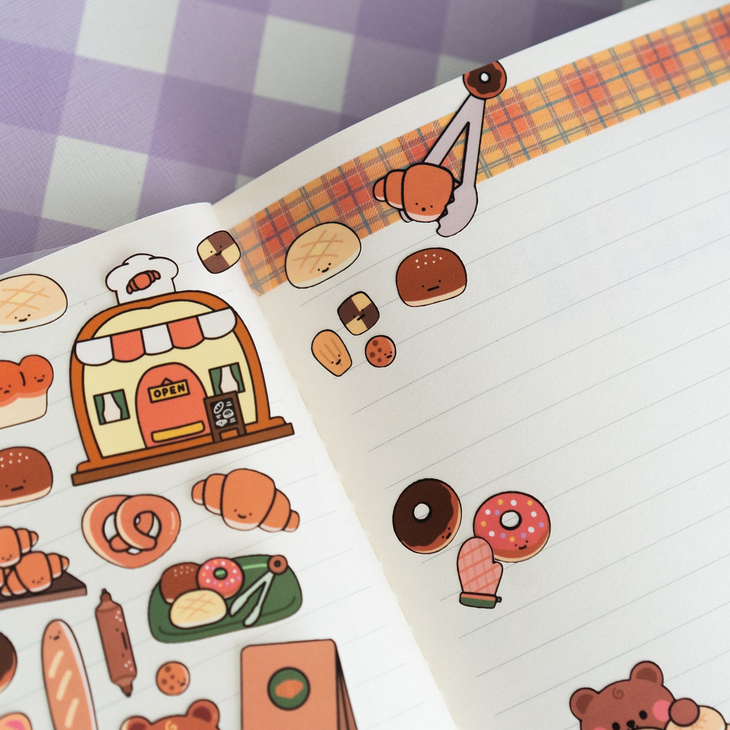 Outlined Cottage Core Bakery Matte Journal Sticker Sheet