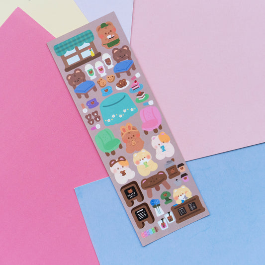 Mini Teddy Cafe Journal Sticker Sheet