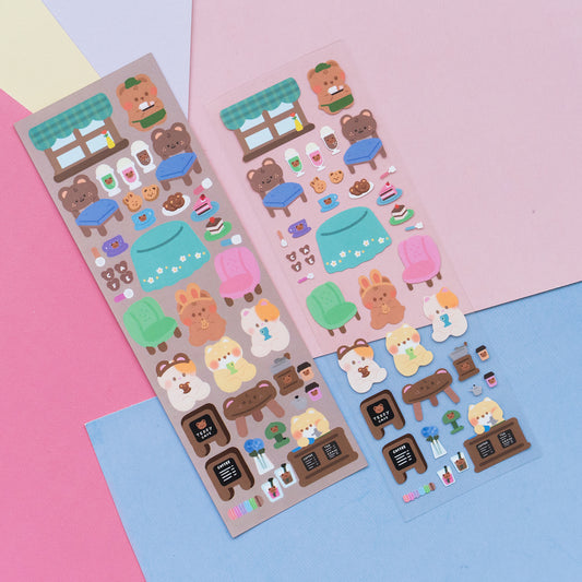 Mini Teddy Cafe Journal Sticker Sheet