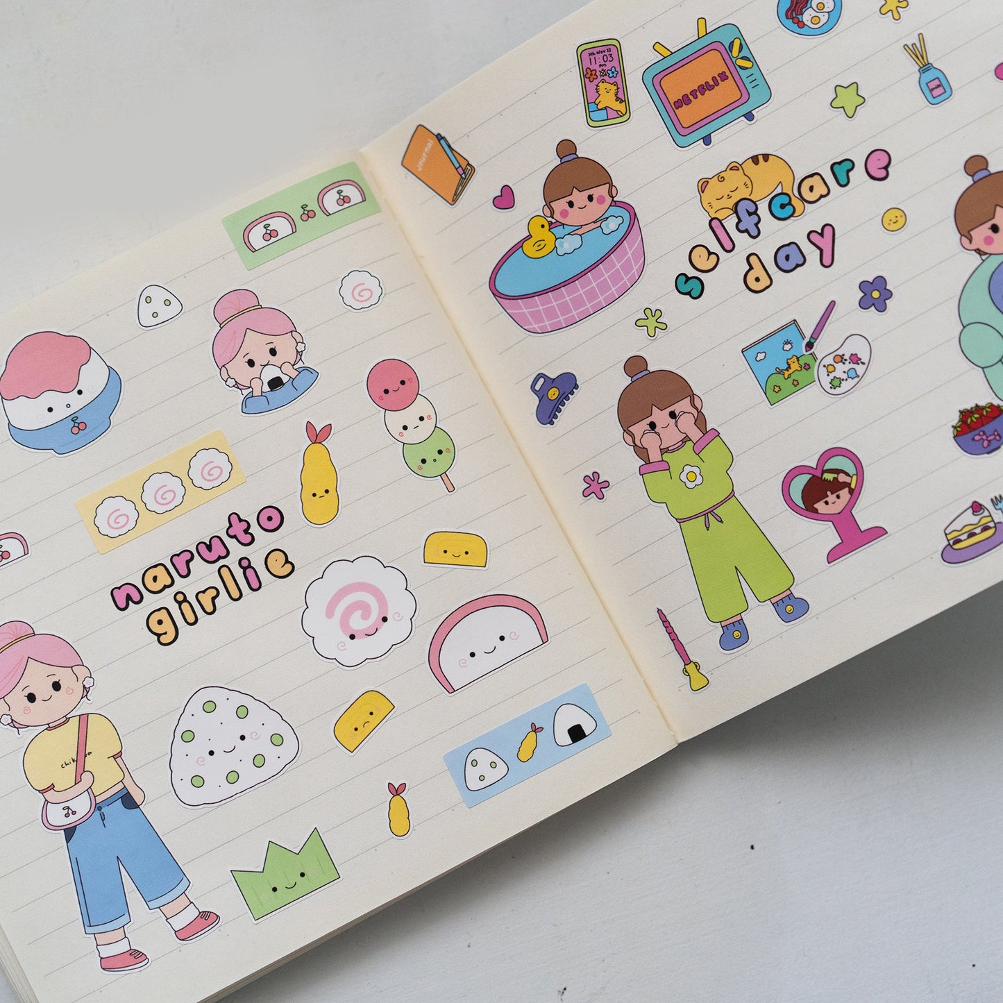 Outlined Naruto Girlie Journal Sticker Sheet