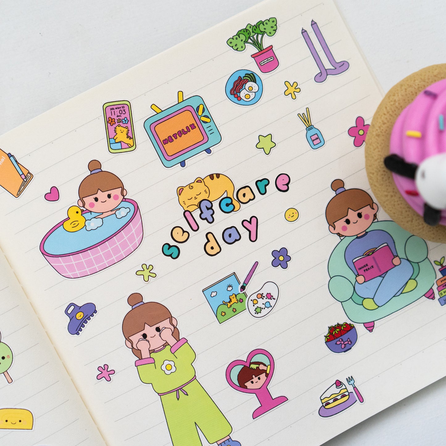 Outlined A Homebody's Self Care Journal Sticker Sheet