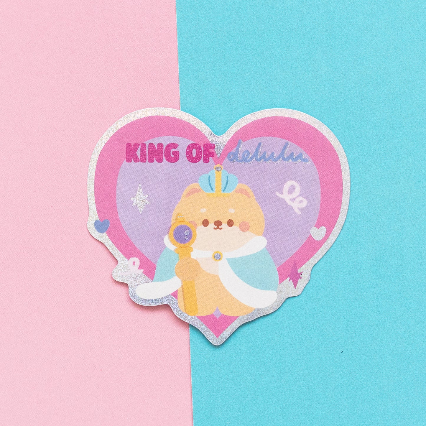 Delulu King Holographic Finish Die-Cut Sticker