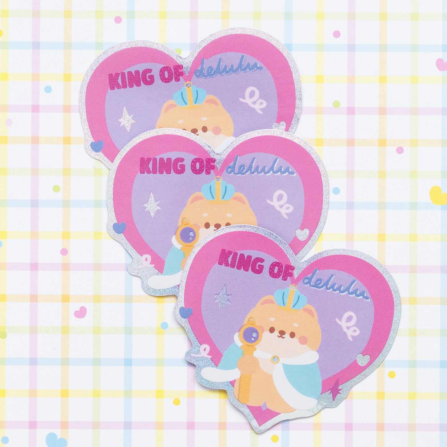 Delulu King Holographic Finish Die-Cut Sticker