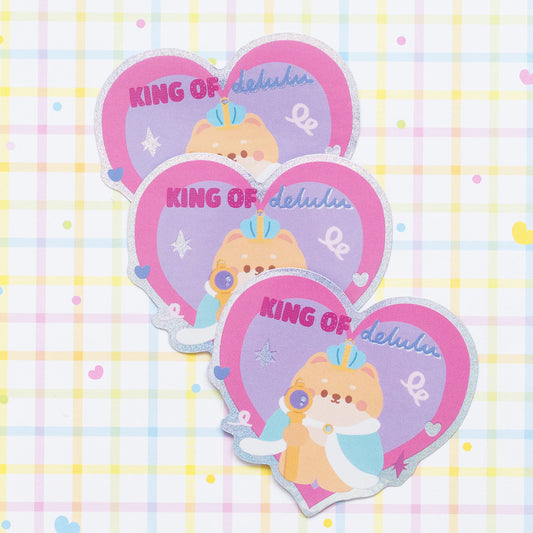 Delulu King Holographic Finish Die-Cut Sticker