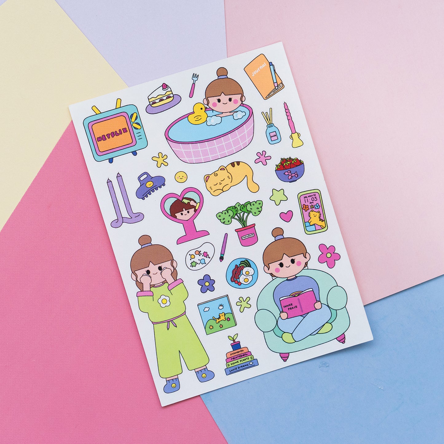 Outlined A Homebody's Self Care Journal Sticker Sheet