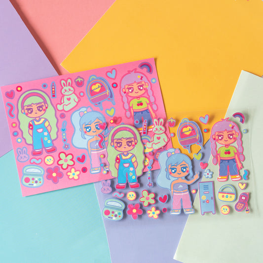 90s + Y2K Gyaru Peace Girls Journal Sticker Sheet