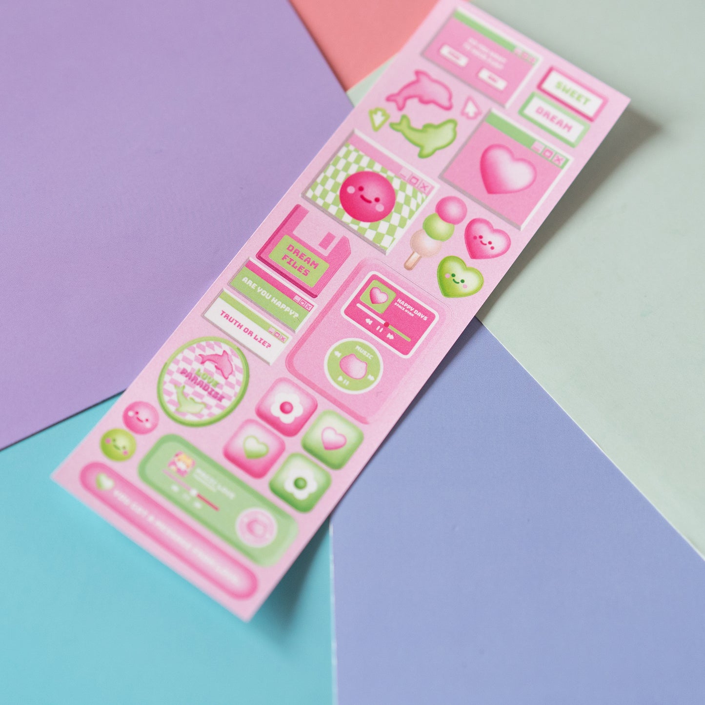 Y2K Pink and Green Windows and Gadgets and Journal Sticker Sheet