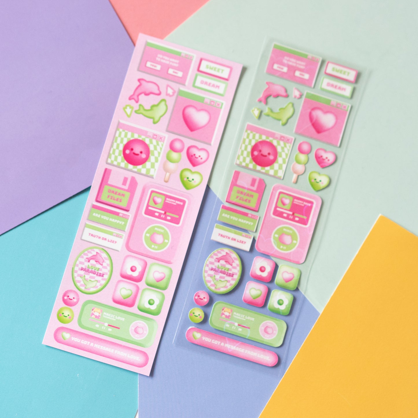 Y2K Pink and Green Windows and Gadgets and Journal Sticker Sheet