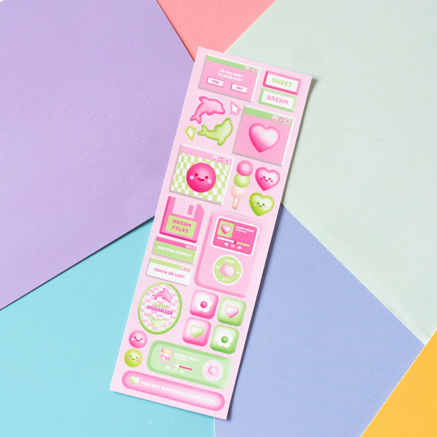 Y2K Pink and Green Windows and Gadgets and Journal Sticker Sheet
