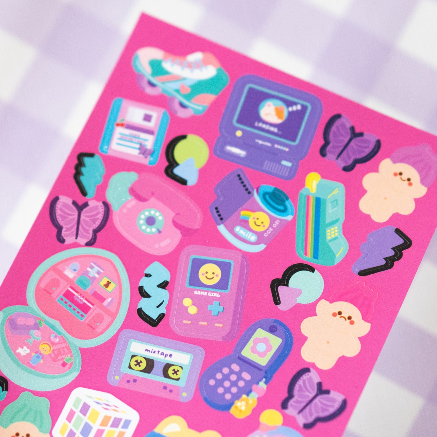Retro 90s Aesthetics Journal Sticker Sheet
