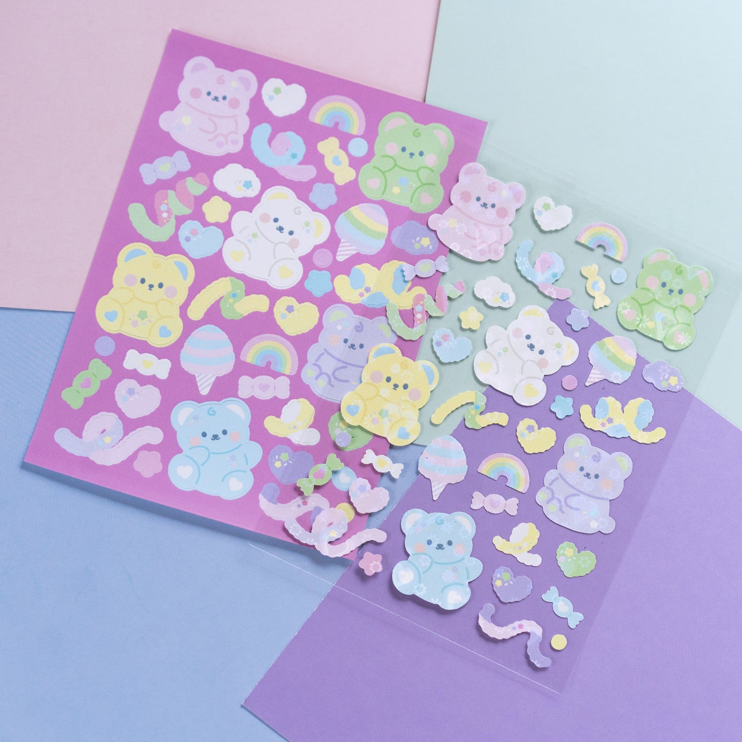 Pastel Cotton Candy Darekuma Confetti Journal Sticker Sheet