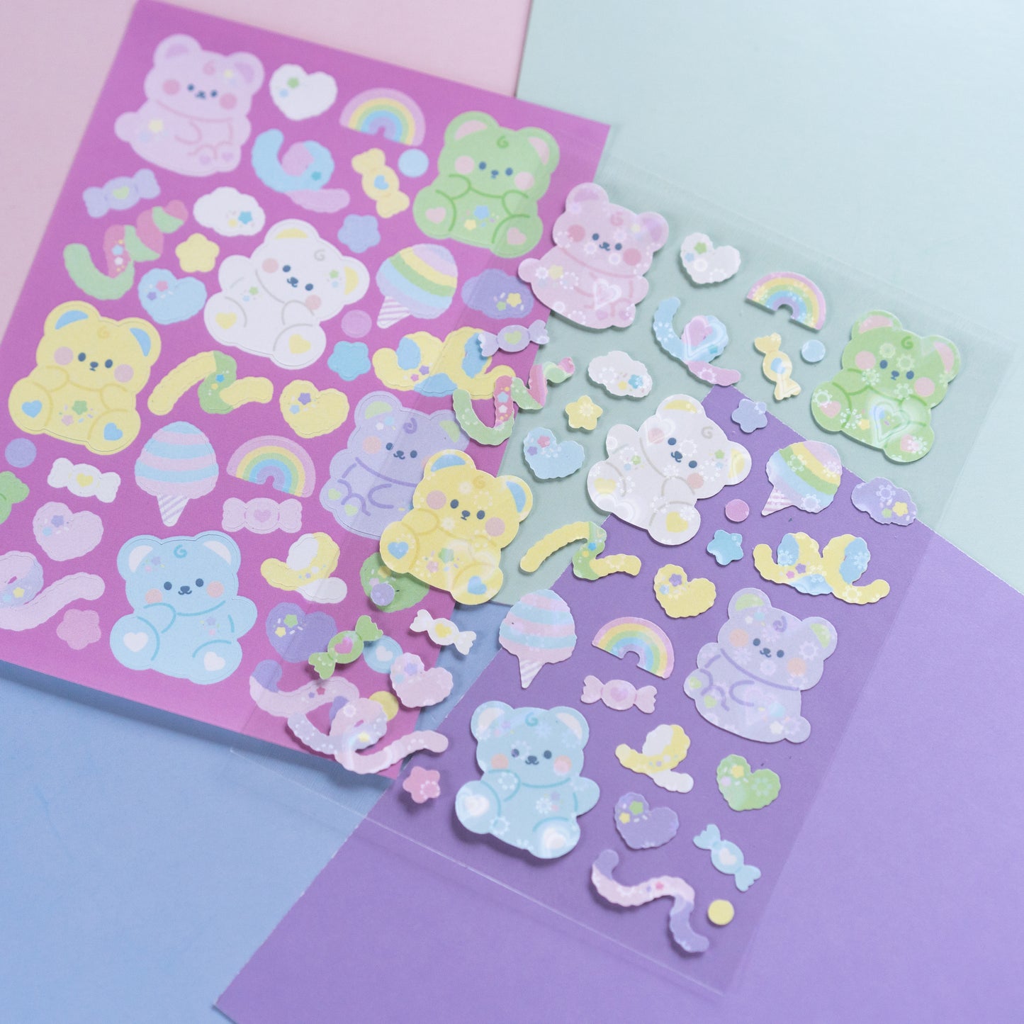 Pastel Cotton Candy Darekuma Confetti Journal Sticker Sheet