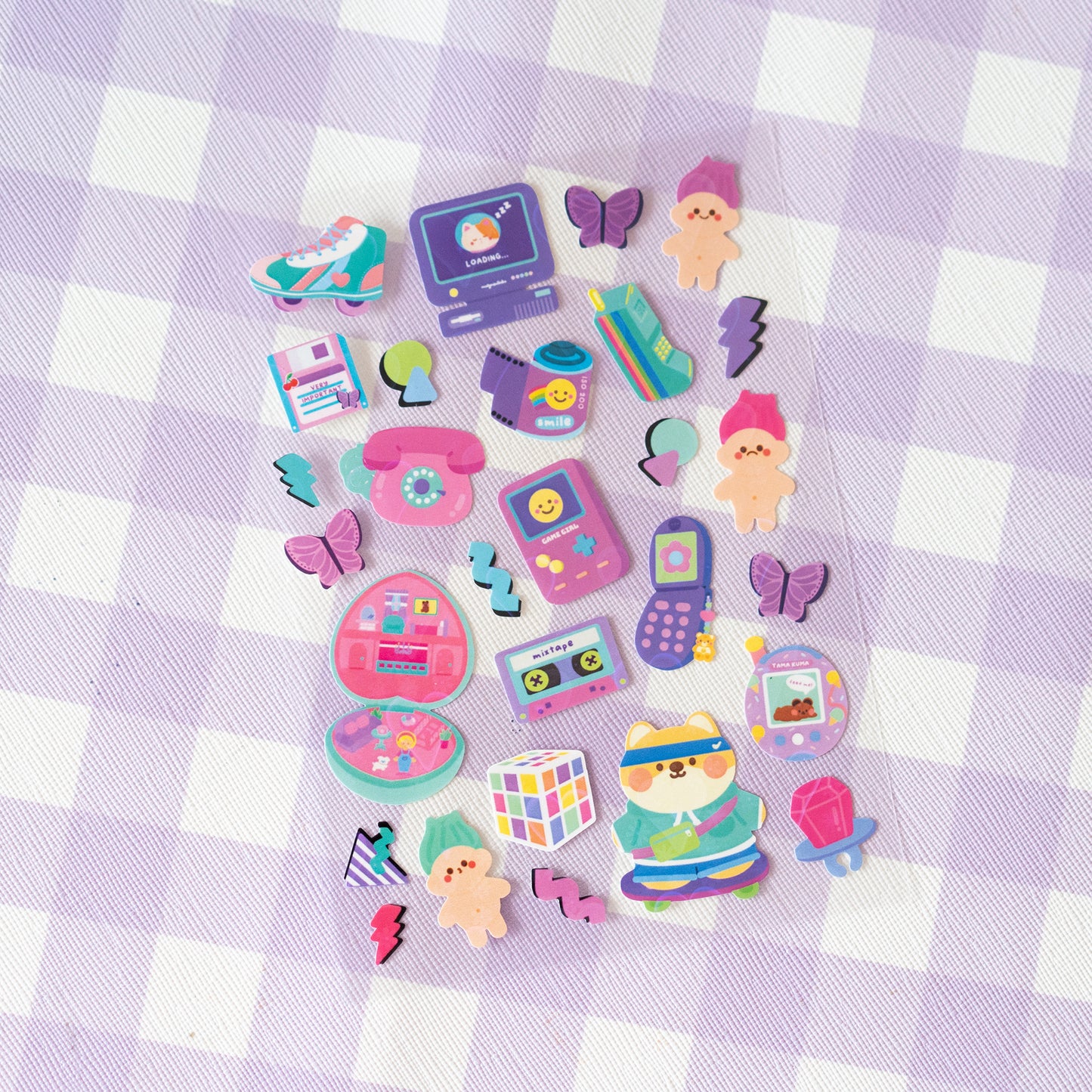 Retro 90s Aesthetics Journal Sticker Sheet