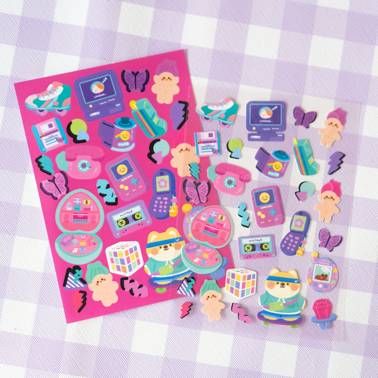 Retro 90s Aesthetics Journal Sticker Sheet