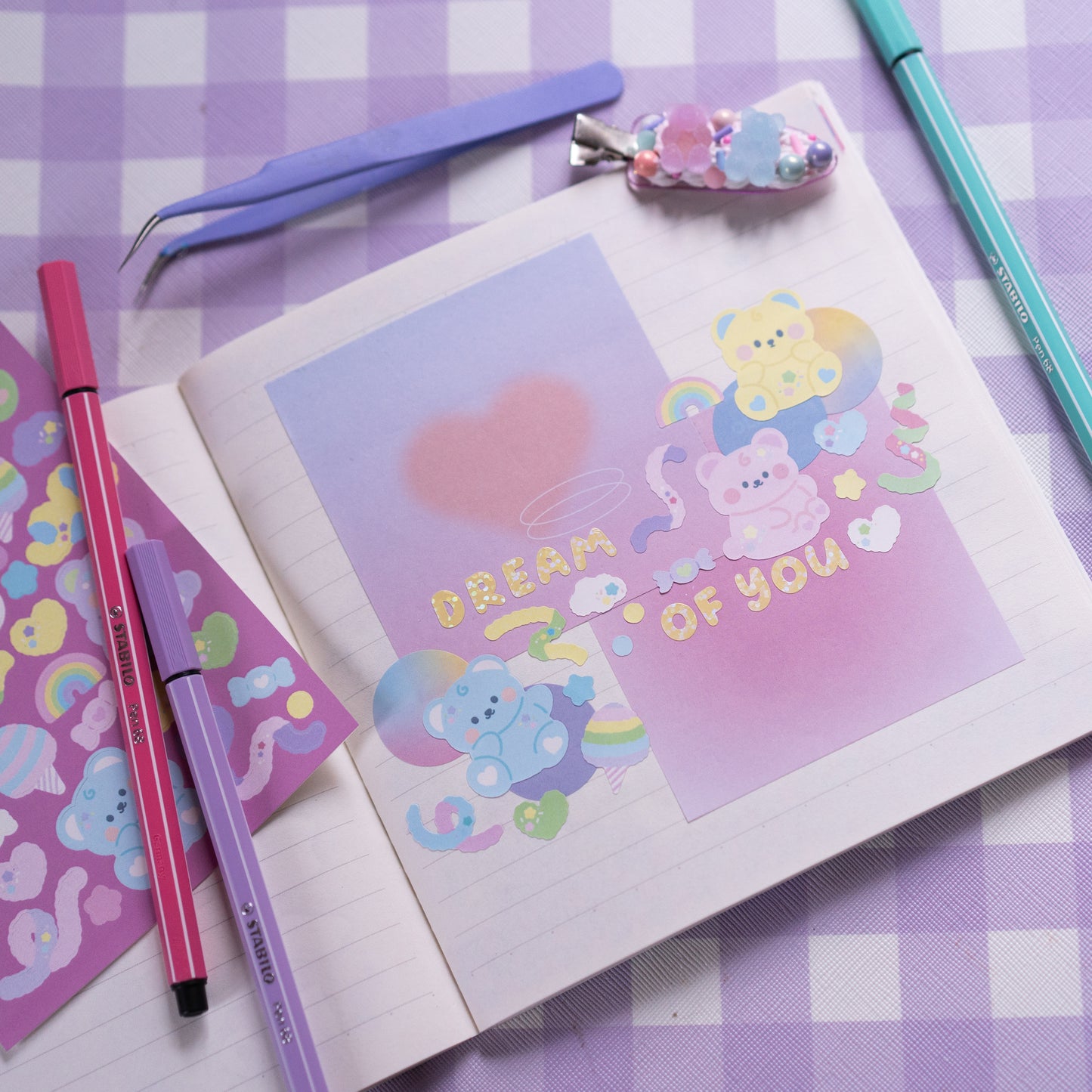 Pastel Cotton Candy Darekuma Confetti Journal Sticker Sheet