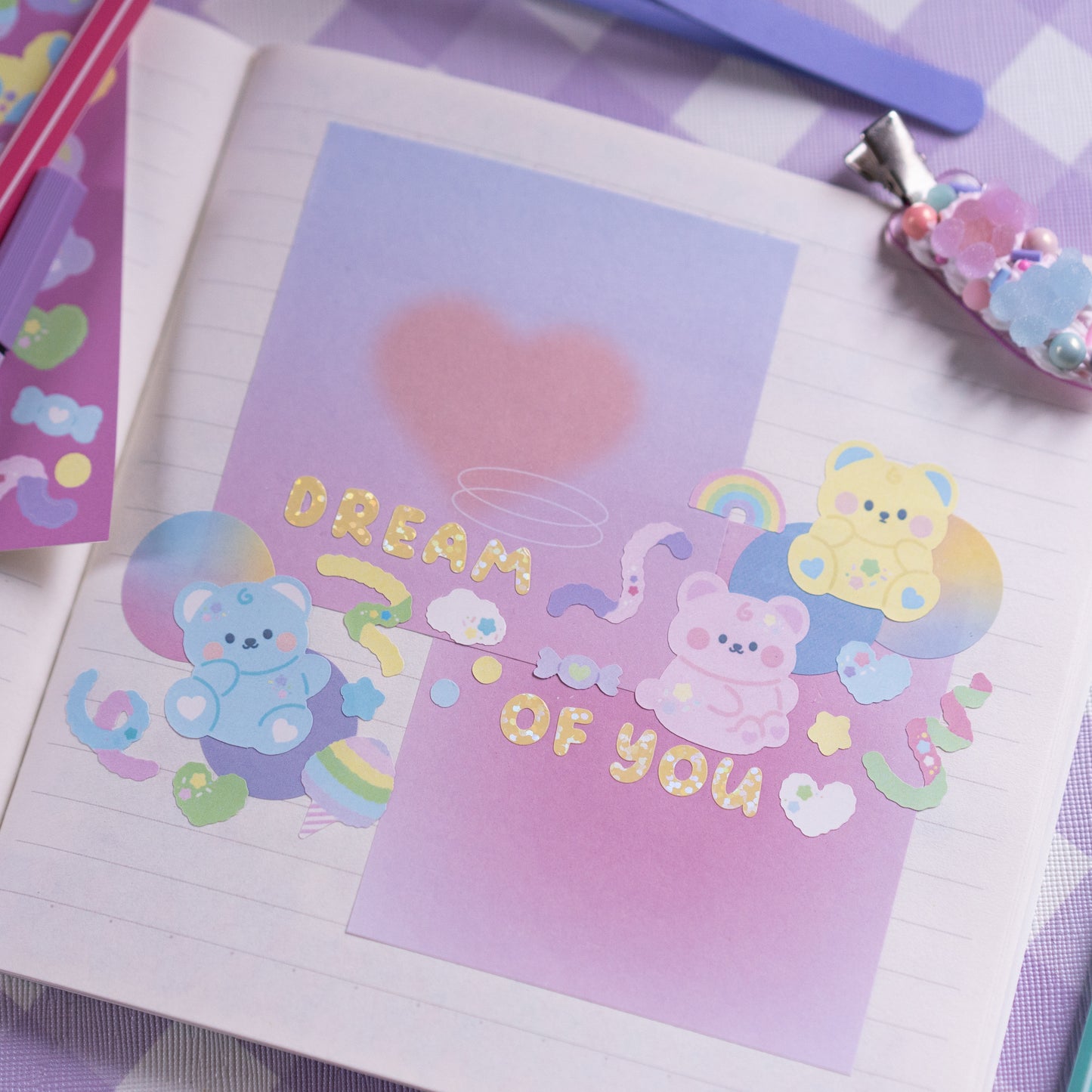Pastel Cotton Candy Darekuma Confetti Journal Sticker Sheet