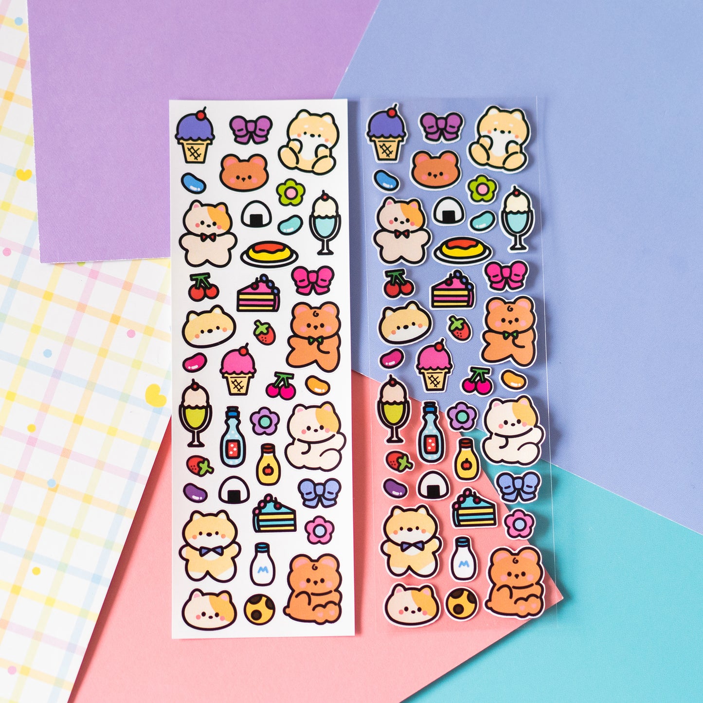 Minty Friends Y2K Lined Art Deco Journal Sticker Sheet