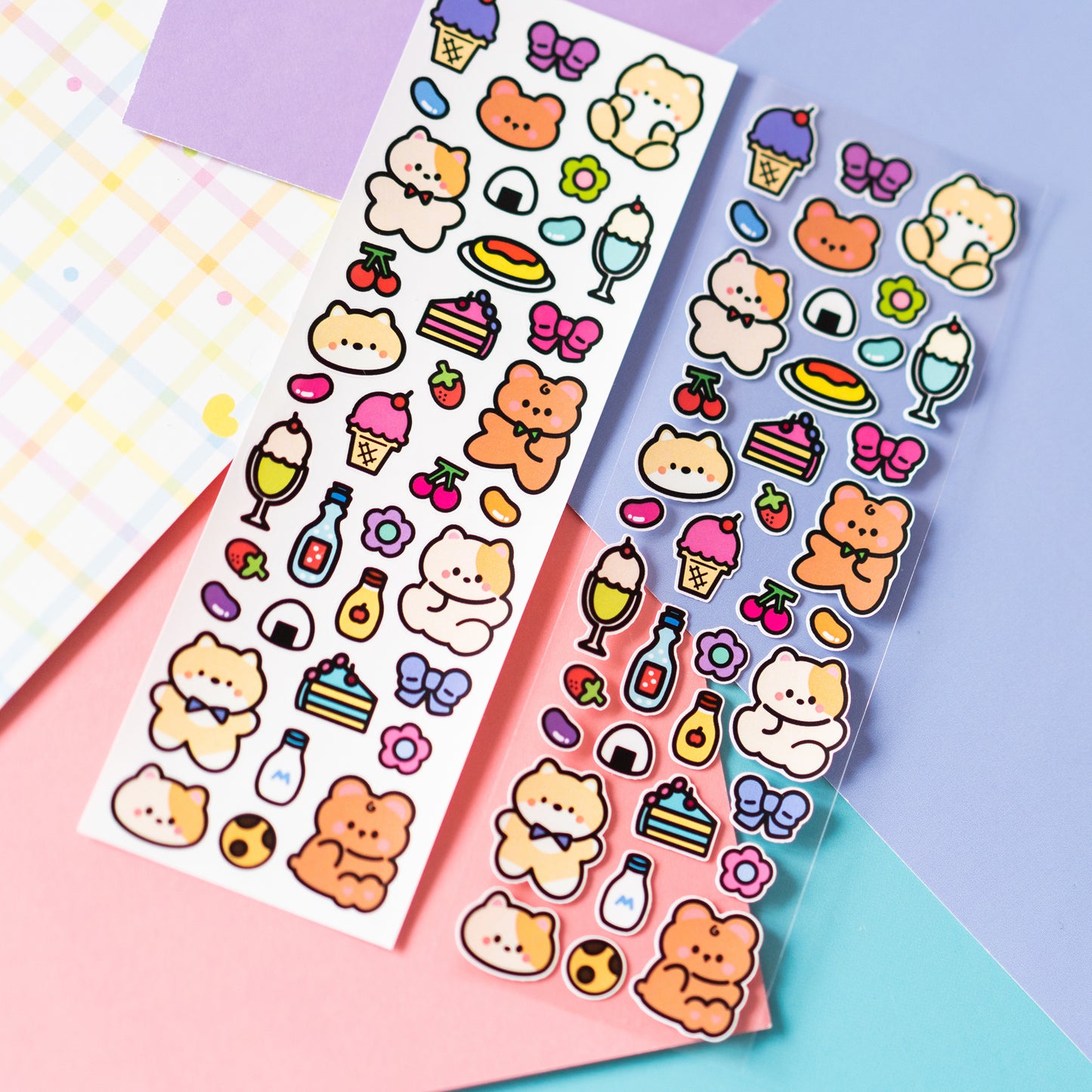 Minty Friends Y2K Lined Art Deco Journal Sticker Sheet